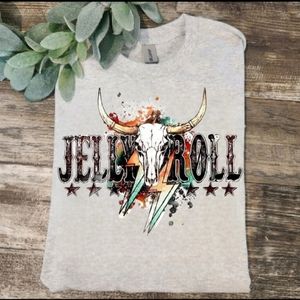 Jelly roll shirt country music popular trending bull skull